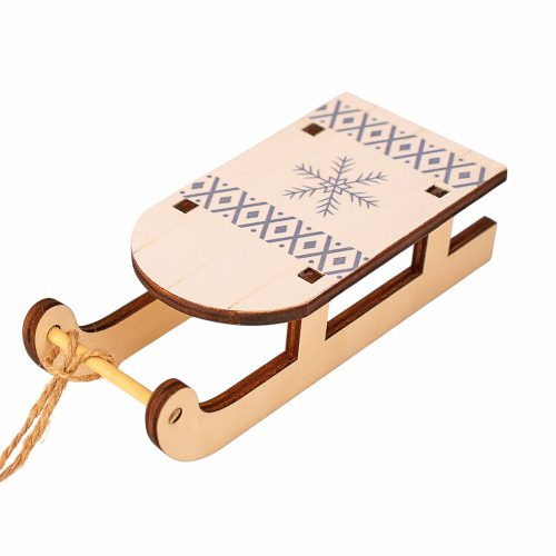 Decorațiune sanie lemn 5.5 x 3.5 x 12.5cm – Alb