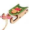 Decorațiune sanie cu om de turtă dulce, lemn, 10.5 x 4.5 x 2.6cm - Verde