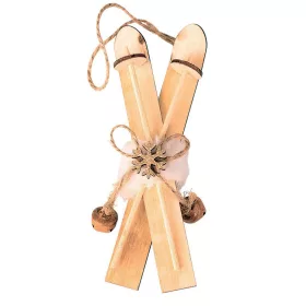 Decorațiune schiuri, lemn, 14.5 x 5cm - Natur