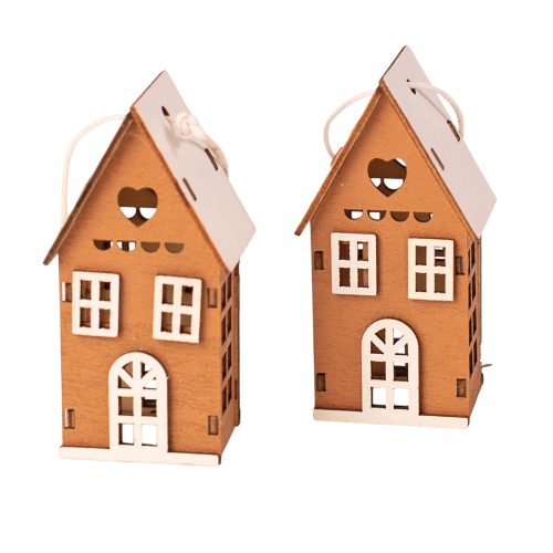 Set căsuțe 3D din lemn 4 x 3 x 7.5cm pentru utilizare creativă sau pentru bradul de Crăciun – Maro