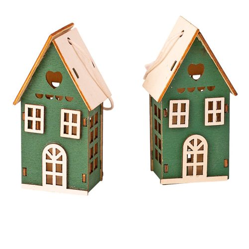 Set căsuțe 3D din lemn 4 x 3 x 7.5cm pentru utilizare creativă sau pentru bradul de Crăciun – Verde