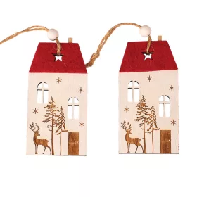   Set decorațiuni căsuțe, 9.5 x 5cm, pentru utilizare creativă sau brad de Crăciun