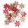 Set decorativ de Crăciun fulgi de zăpadă din lemn 3 cm 24 buc. – Mix roșu/alb