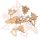 Set decorativ de Crăciun brazi din lemn 3 x 35 cm 24 buc. – Mix natur/alb