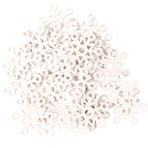 Set decorativ de Crăciun fulgi de zăpadă din lemn 4cm 24 buc. – Alb