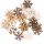 Set decorațiuni Crăciun, fulgi de nea din lemn, 4cm, 24 buc - Mix maro/alb