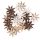 Set decorativ de Crăciun fulgi de zăpadă din lemn 4cm 24 buc. – Mix maro/alb