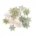 Set decorațiuni Crăciun, fulgi de nea din lemn, 3cm, 24 buc - Mix verde/alb