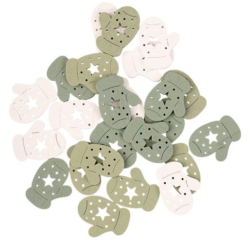 Set decorativ de Crăciun mănuși din lemn 35 x 3cm 24 buc. – Mix verde/alb