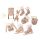 Set decorativ de Crăciun 6-10cm cu agățătoare din pâslă și lemn – Gri