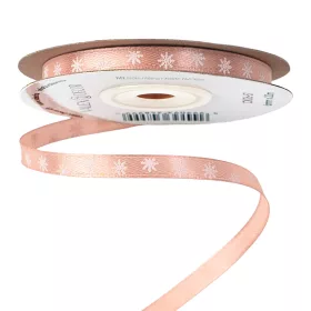   Panglică de satin cu fulgi de zăpadă 6mm x 20m - Bej pudrat