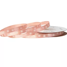   Panglică de satin cu fulgi de zăpadă 6mm x 20m - Bej pudrat