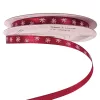 Panglică de satin cu fulgi de zăpadă 6mm x 20m - Bordo