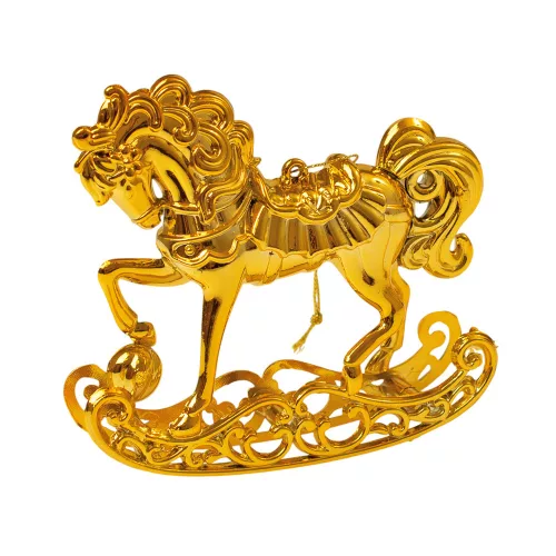Decor de Crăciun cal balansoar acrilic 10 x 9.5 x 2.5cm - Auriu