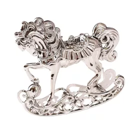   Decor de Crăciun cal balansoar acrilic 10 x 9.5 x 2.5cm - Argintiu