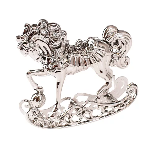 Decor de Crăciun cal balansoar acrilic 10 x 9.5 x 2.5cm - Argintiu