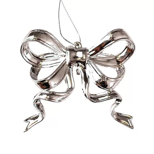 Decor de Crăciun fundiță acrilică 8 x 9cm - Argintiu