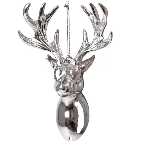 Decor de Crăciun cap de ren acrilic 14 x 9cm - Argintiu