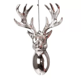 Decor de Crăciun cap de ren acrilic 14 x 9cm - Argintiu