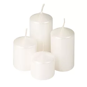   Set lumânări cilindrice de Advent în trepte, Ø40 x 40/55/70/85mm - Metalizat alb sidefat