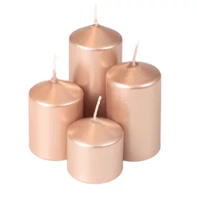   Set lumânări cilindrice de Advent în trepte, Ø40 x 40/55/70/85mm - Metalizat șampanie