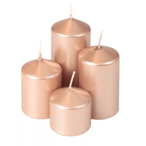 Set lumânări cilindrice de Advent în trepte, Ø40 x 40/55/70/85mm - Metalizat șampanie