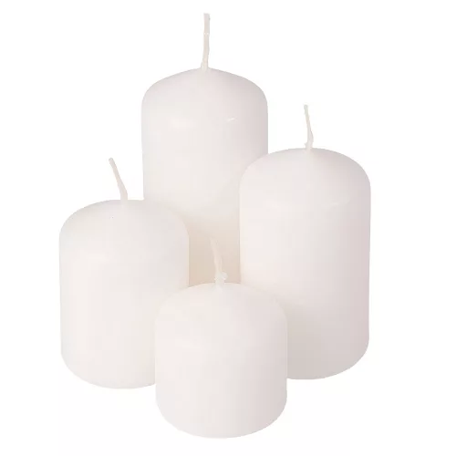 Set lumânări cilindrice de Advent în trepte, Ø40 x 40/55/70/85mm - Mat alb
