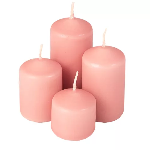 Set lumânări cilindrice de Advent în trepte, Ø40 x 40/55/70/85mm - Mat roz