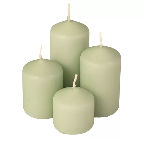 Set lumânări cilindrice de Advent în trepte, Ø40 x 40/55/70/85mm - Mat verde