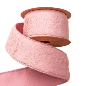   Panglică din blană artificială cu margine metalică 63mm x 5m - Roz Pudrat