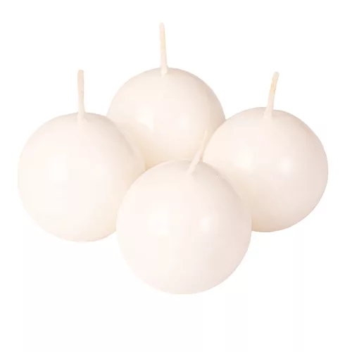 Set lumânări sferice de Advent 5cm - Lucios alb