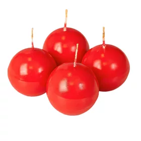 Set lumânări sferice de Advent 5cm - Lucios roșu