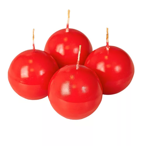 Set lumânări sferice de Advent 5cm - Lucios roșu