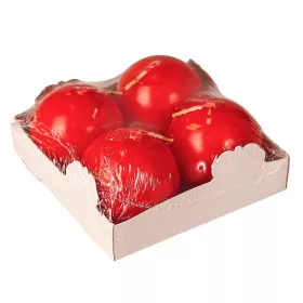 Set lumânări sferice de Advent 5cm - Lucios roșu