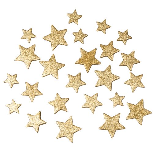 Set 24 stele glitterate pentru Crăciun 4–5.5cm – Auriu