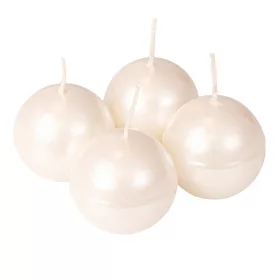 Set lumânări de Advent sferice 5cm - Perlat alb sidefat