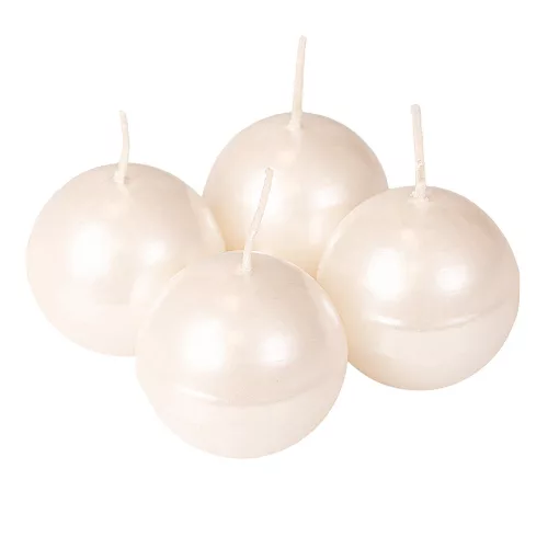 Set lumânări de Advent sferice 5cm - Perlat alb sidefat
