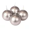 Set lumânări de Advent sferice 5cm - Argintiu metalic
