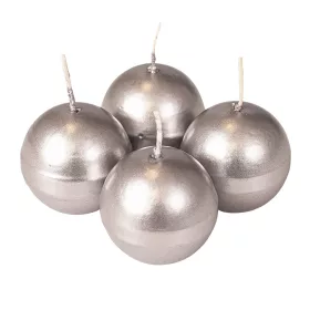 Set lumânări de Advent sferice 5cm - Argintiu metalic