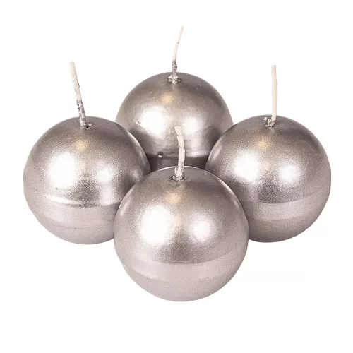 Set lumânări de Advent sferice 5cm - Argintiu metalic