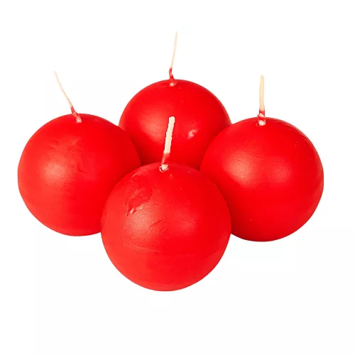 Set lumânări de Advent sferice 5cm - Roșu mat