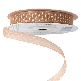 Panglică organza cu buline 10mm x 20m - Bej