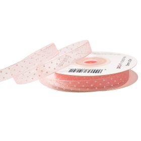 Panglică organza cu buline 10mm x 20m - Roz pudrat