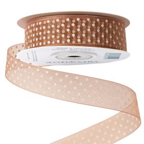 Panglică organza cu buline 25mm x 20m - Bej