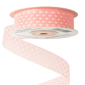 Panglică organza cu buline 25mm x 20m - Roz pudrat