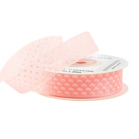 Panglică organza cu buline 25mm x 20m - Roz pudrat