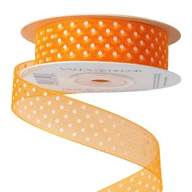 Panglică organza cu buline 25mm x 20m - Portocaliu deschis