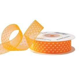 Panglică organza cu buline 25mm x 20m - Portocaliu deschis