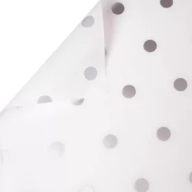 Rulou folie cu buline 58cm x 10m - Alb / Argintiu