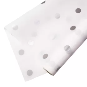 Rulou folie cu buline 58cm x 10m - Alb / Argintiu